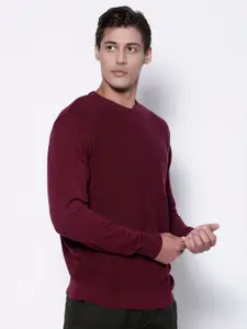 Blackberrys Men Red Pure Cotton Solid Pullover Sweater