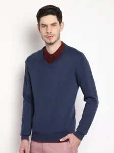 Blackberrys Men Blue Solid Pullover Sweater