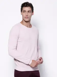 Blackberrys Men Pink Solid Pure Cotton Pullover Sweater