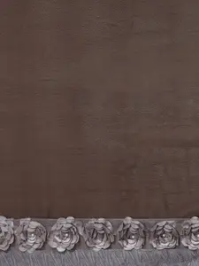 SERONA FABRICS Coffee Brown & Grey Beads and Stones Pure Georgette Ready to Wear Saree