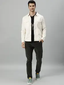 RARE RABBIT Men Off White Denim Jacket