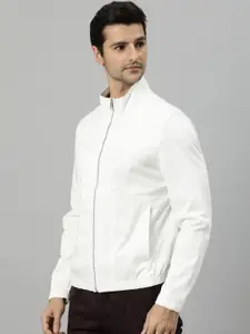 RARE RABBIT Men White Bomber Jacket