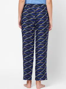 SOIE Women Blue Super-soft Abstract Print Lounge Pants