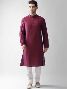 KISAH Men Floral Printed Regular Fit Kurta Jacket Churidar Set