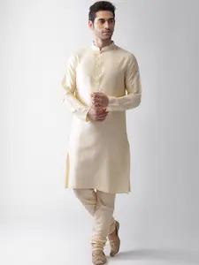 KISAH Men Yellow Regular Kurta with Pyjamas