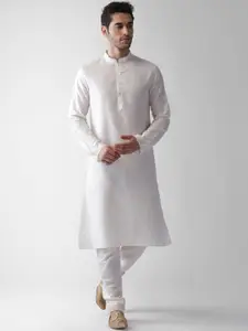 KISAH Men Geometric Printed Regular Fit Kurta Jacket Churidar Set