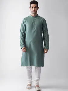 KISAH Men Green Regular Kurta with Churidar