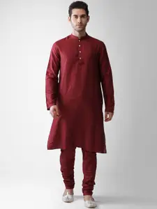 KISAH Men Brown Solid Regular Kurta Pyjamas with Jacket