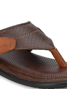 Provogue Men Brown & Tan Self Design Slip-On Flip Flops
