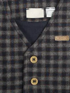 Chicco Boys Grey & Brown Checked Waist Coat