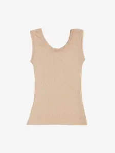 Kanvin Girls Pack Of 2 Beige Self Design Thermal Tops