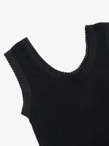 Kanvin Girls Pack of 2 Black Self Design Thermal Tops