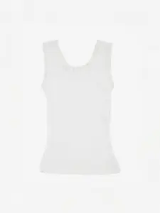 Kanvin Girls Pack Of 2 Off White Self Design Thermal Tops