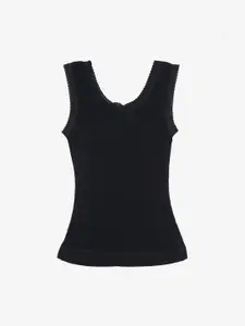 Kanvin Infant Girls Pack Of 2 Black Solid Thermal Tops