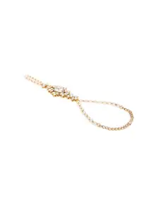 OOMPH Women Gold-Toned & White Kundan Handcrafted Ring Bracelet