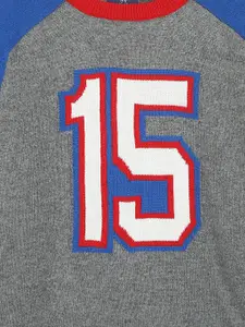 Chicco Boys Grey & Blue Typography Cotton Printed Pullover