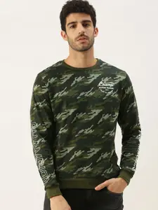 Flying Machine Men Green Camouflaged Long Sleeved Printed Sweatshirt