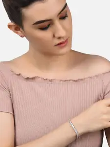 AMI Women Rose Gold Brass Cubic Zirconia Rose Gold-Plated Wraparound Bracelet