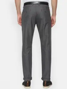 Van Heusen Sport Men Grey Textured Pure Cotton Slim Fit Trousers