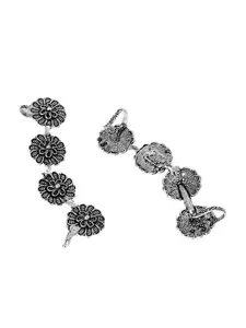 TEEJH Silver-Plated Contemporary Ear Cuff Earrings
