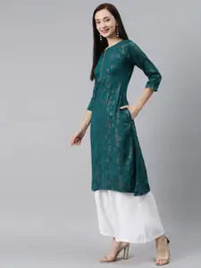 Rangriti Women Green Floral Printed Floral Kurta