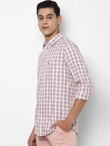 Allen Solly Men White Slim Fit Opaque Checked Casual Shirt