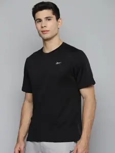 Reebok Men Black Basic Solid SPEEDWICK Running T-shirt