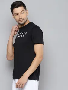 Reebok Men Black Performance Training Typography Printed T-shirt