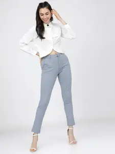 Tokyo Talkies White Cotton Poplin Shirt Style Top