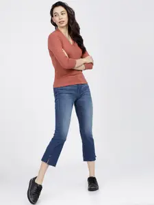 Tokyo Talkies Rust Brown Regular Top