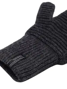 513 Men Grey Melange Solid Knitted Gloves