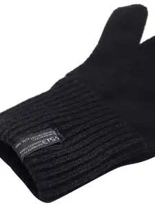 513 Men Black Solid Knitted Gloves