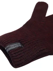 513 Men Maroon Solid Knitted Gloves