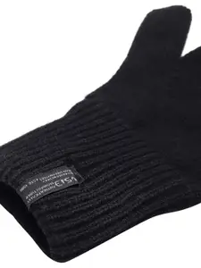 513 Men Black Solid Knitted Gloves