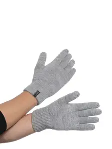 513 Men Grey Melange Solid Knitted Acrylic Wool Blend Gloves