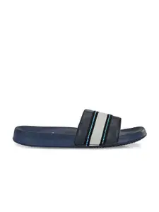 Yuuki Men Navy Blue & White Embellished Sliders