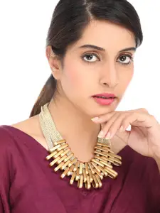 Yellow Chimes Gold-Toned Multilayer Thick Design Choker Necklace