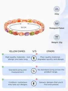 Yellow Chimes Women Multicoloured Cubic Zirconia Rose Gold-Plated Link Bracelet