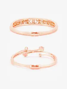 Yellow Chimes Women Set Of 2 Rose Gold & Red Cubic Zirconia Bangle-Style Bracelet