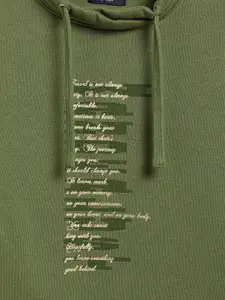 Crimsoune Club Girls Green Typography Print Sweatshirt