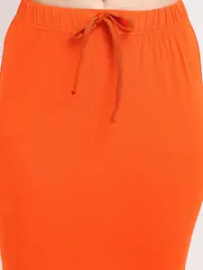 Sugathari Women Orange Solid Mermaid Like-Fit Saree Shapewear