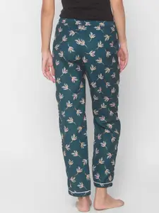 FashionRack Women Dark Green Printed Lounge Pants