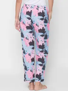 FashionRack Women Blue Abstract Printed Lounge Pants