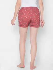 FashionRack Women Brown & White Printed Cotton Lounge Shorts