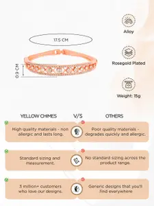 Yellow Chimes Women Rose Gold & White Cubic Zirconia Rose Gold-Plated Bangle-Style Bracelet
