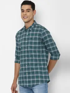 Allen Solly Sport Men Teal Pure Cotton Checked Casual Shirt