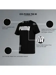 Puma Men Black & White Typography Printed Regular Fit T-shirt