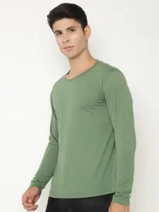 CHKOKKO Men Green Raw Edge T-shirt