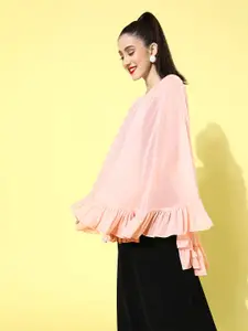 QUIERO Women Pretty Pink Solid PonchoShrug