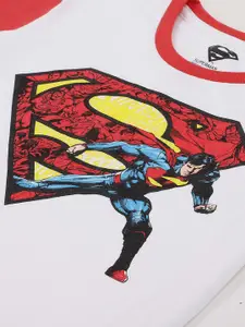 Kids Ville Boys White Superman Printed Applique T-shirt